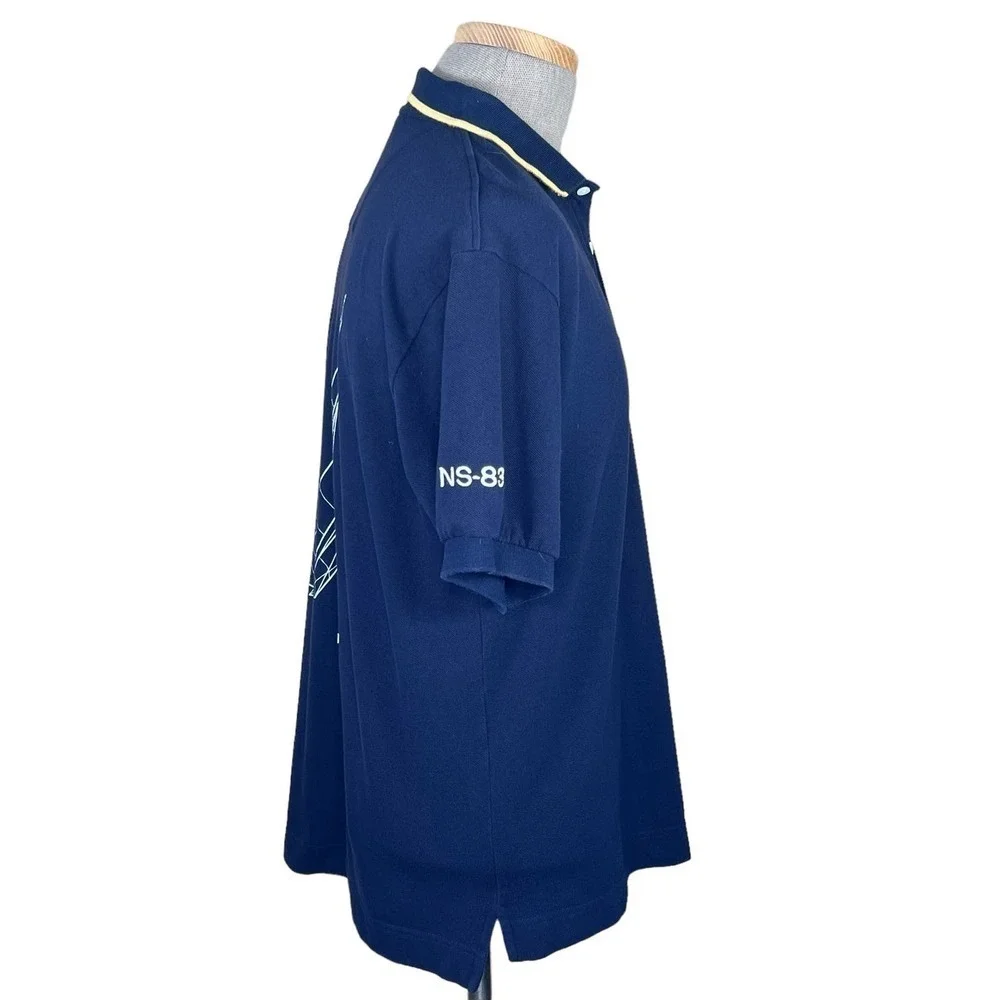 Nautica Men’s Navy & Gold Polo with Sailboat Print on the Back Size Medi… - Picture 4 of 10